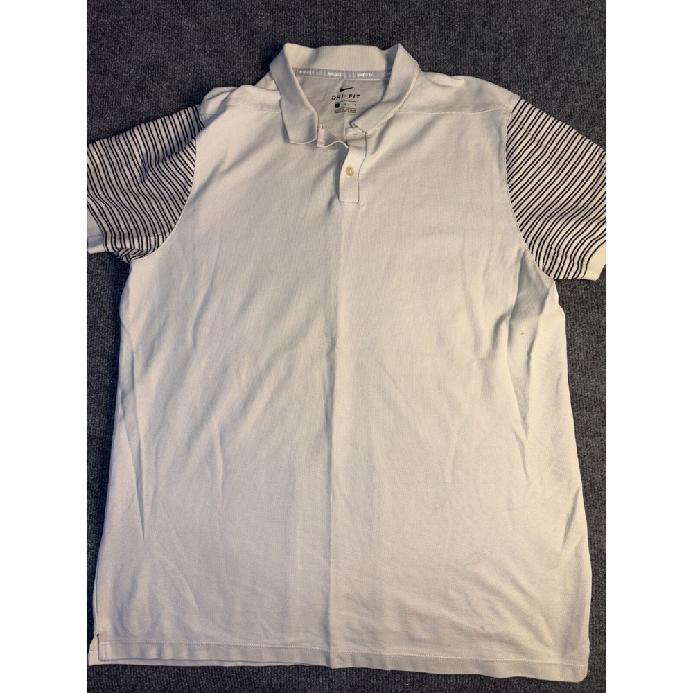 Nike Golf Polo Shirt Mens Large White Dri Fit Performance Short Sleeve Collared